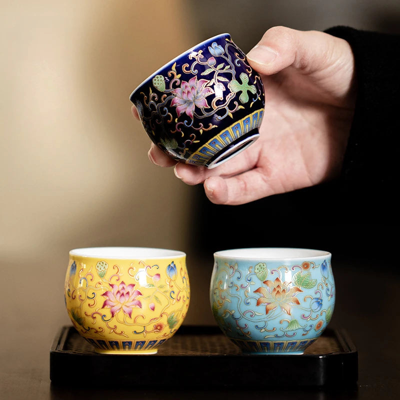 Elegant Japanese Ceramic Teacups | Retro Kungfu Tea Set