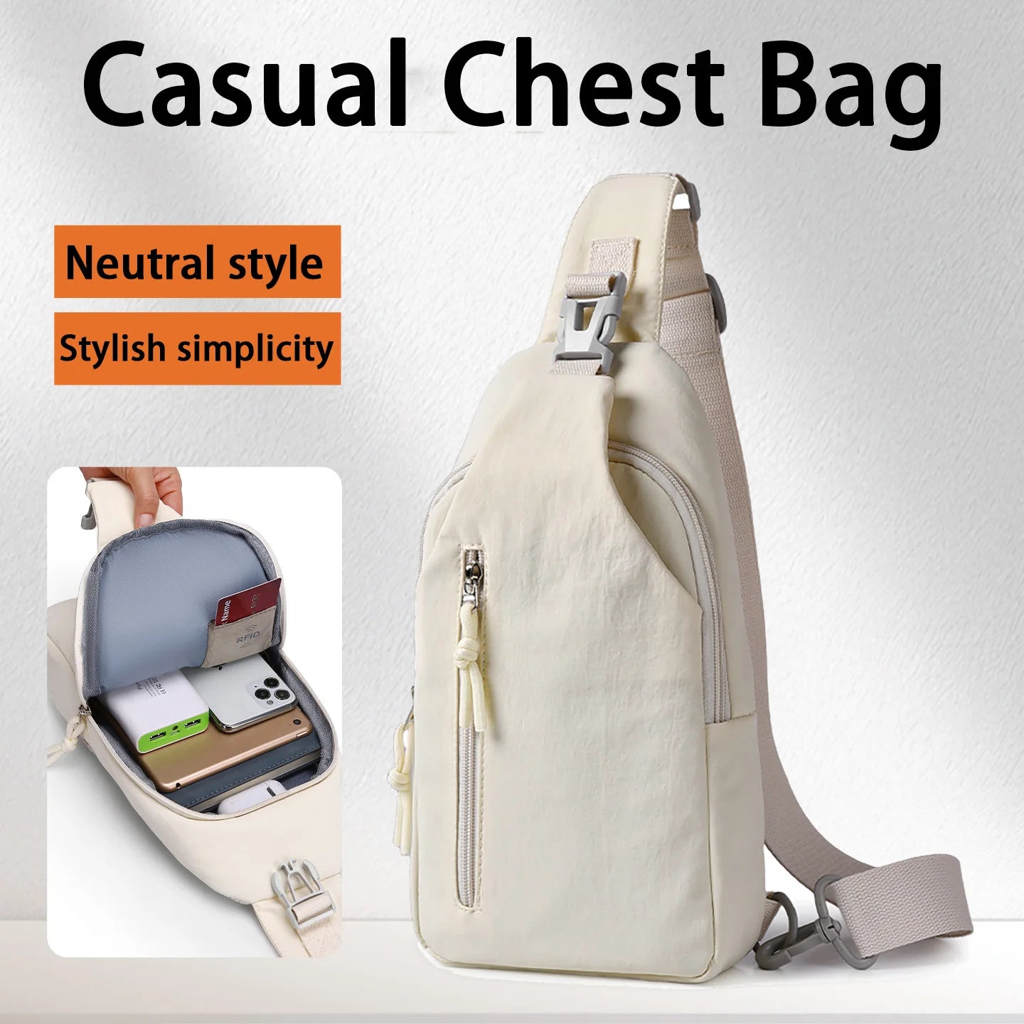 Large-Capacity Nylon Cross-Body Bag for Commuting and Travel