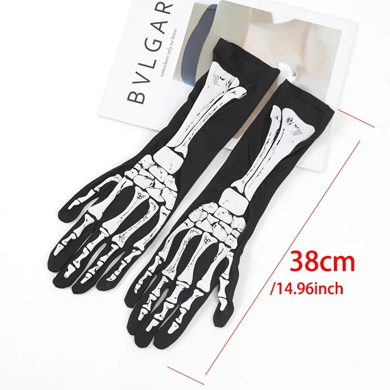 Black Punk Fingerless Gloves | Gothic Skeleton Style Accessories