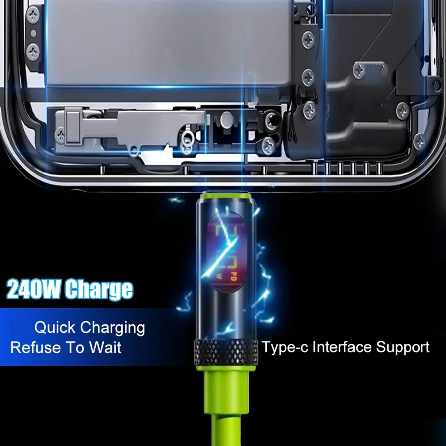 USB C Fast Charging Cable with LED Display | 100W & 240W