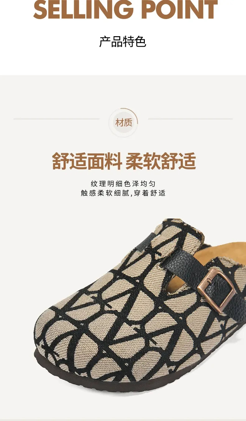 Four Seasons Classic Cork Closed Toe Shoes Versatile Soft Sole Unisex Outdoor Beach Casual Comfort Daily Slippers