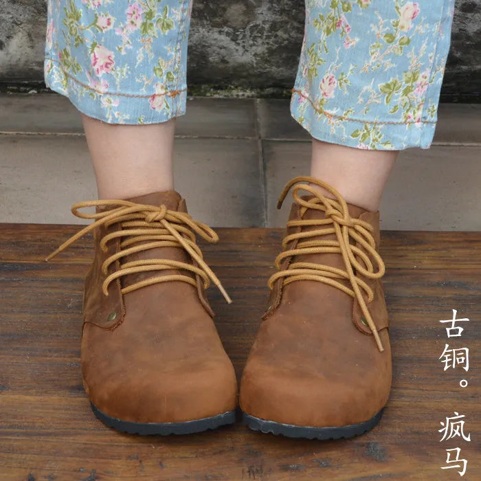 Handmade Genuine Leather High Top Women's Shoes | Stylish Casual Footwear