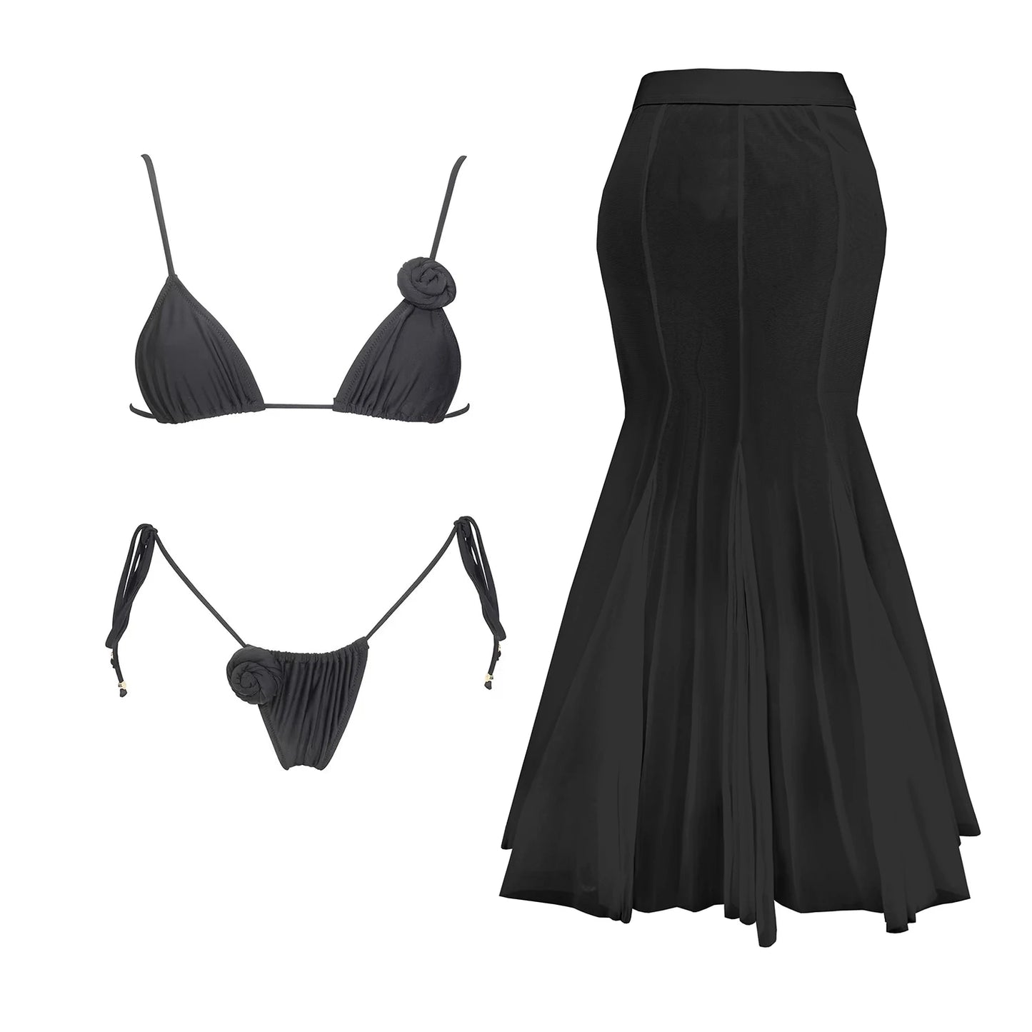 Flower Bikini Women Sexy Swimsuit | Push Up Solid Bathingsuit