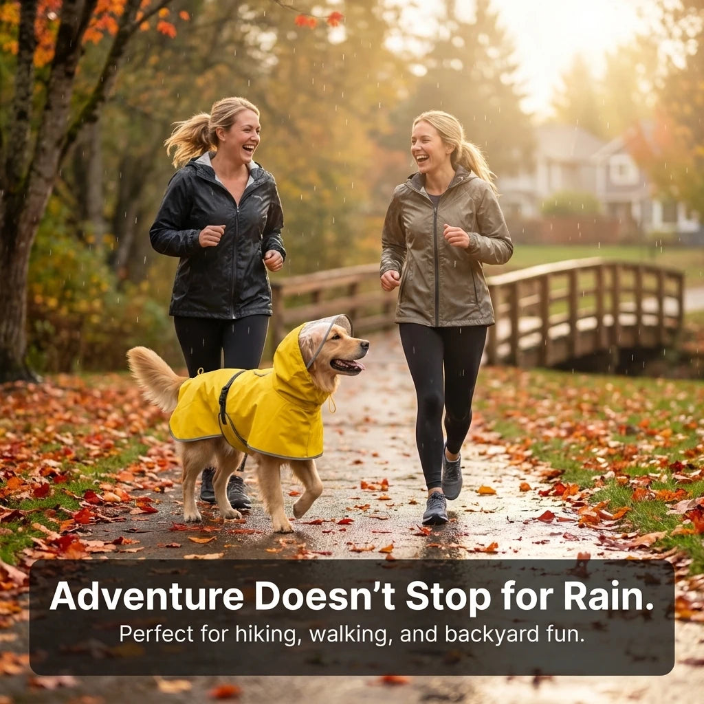 Dog Raincoat, Hooded Windproof and Waterproof Reflective Pet Raincoat, Suitable for Medium to Large Dogs, Waterproof Dog Clothin