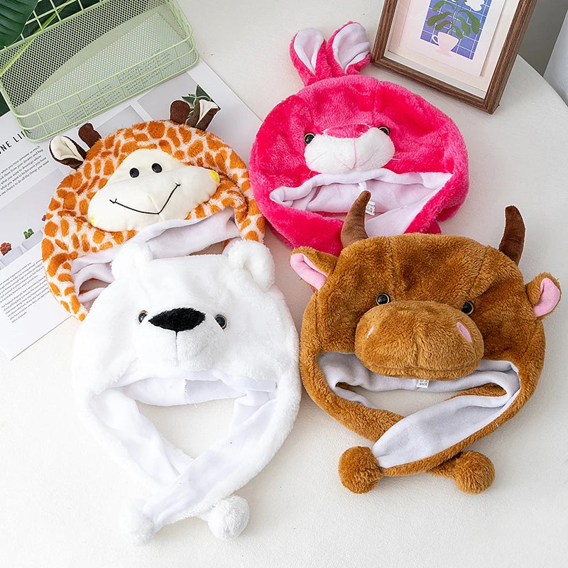 Unisex Funny 3D Bulls Head Plush Winter Beanie | Cozy Cartoon Hat