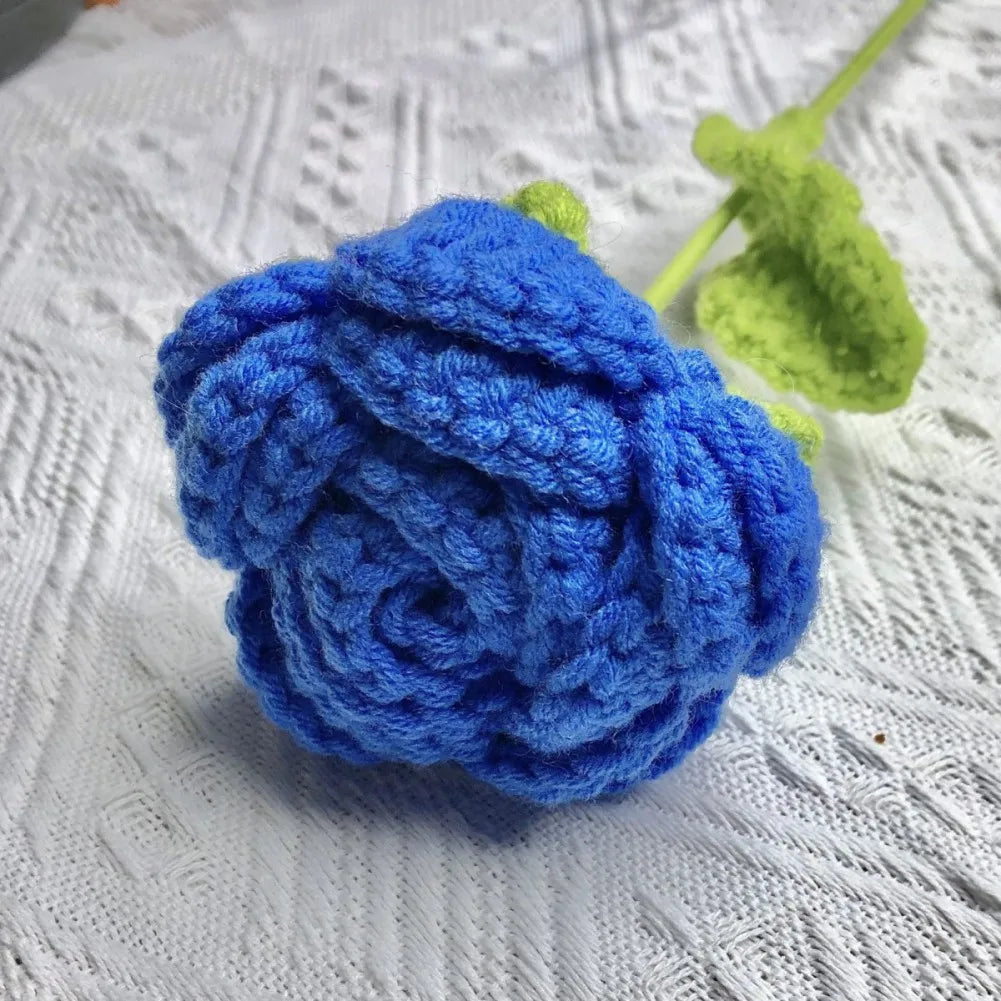 6pcs Multi-Color Crochet Rose Bouquet | Handmade Floral Decor