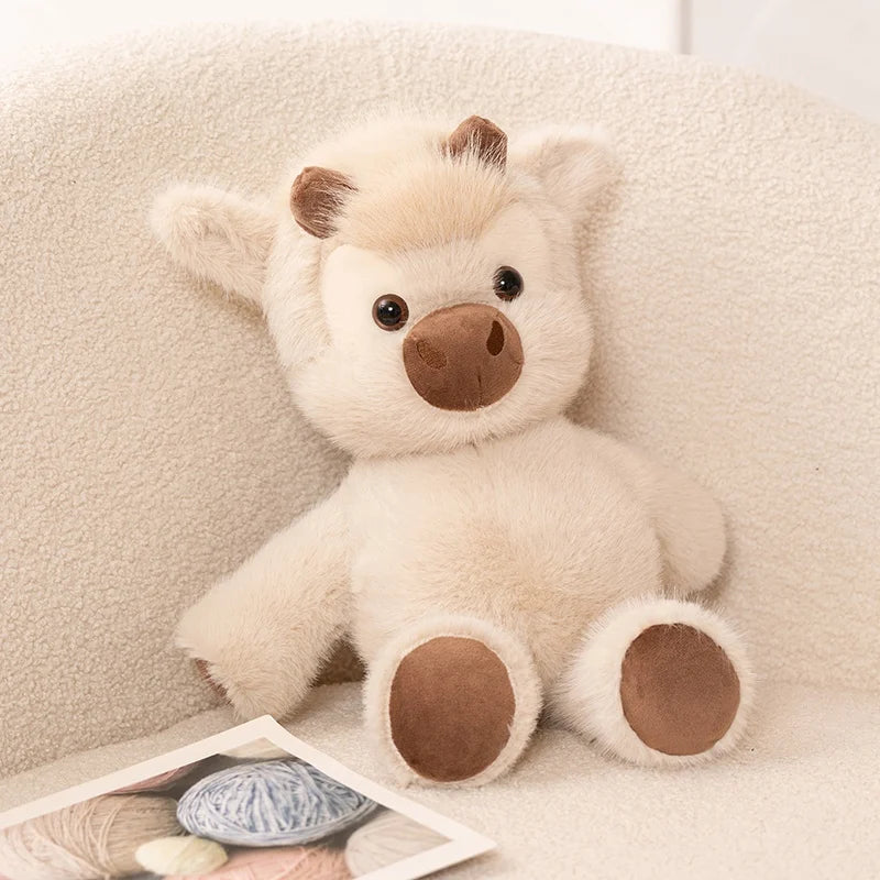 Adorable Highland Cattle Plush Toy | Huggable Running Cow Stuffed Animal