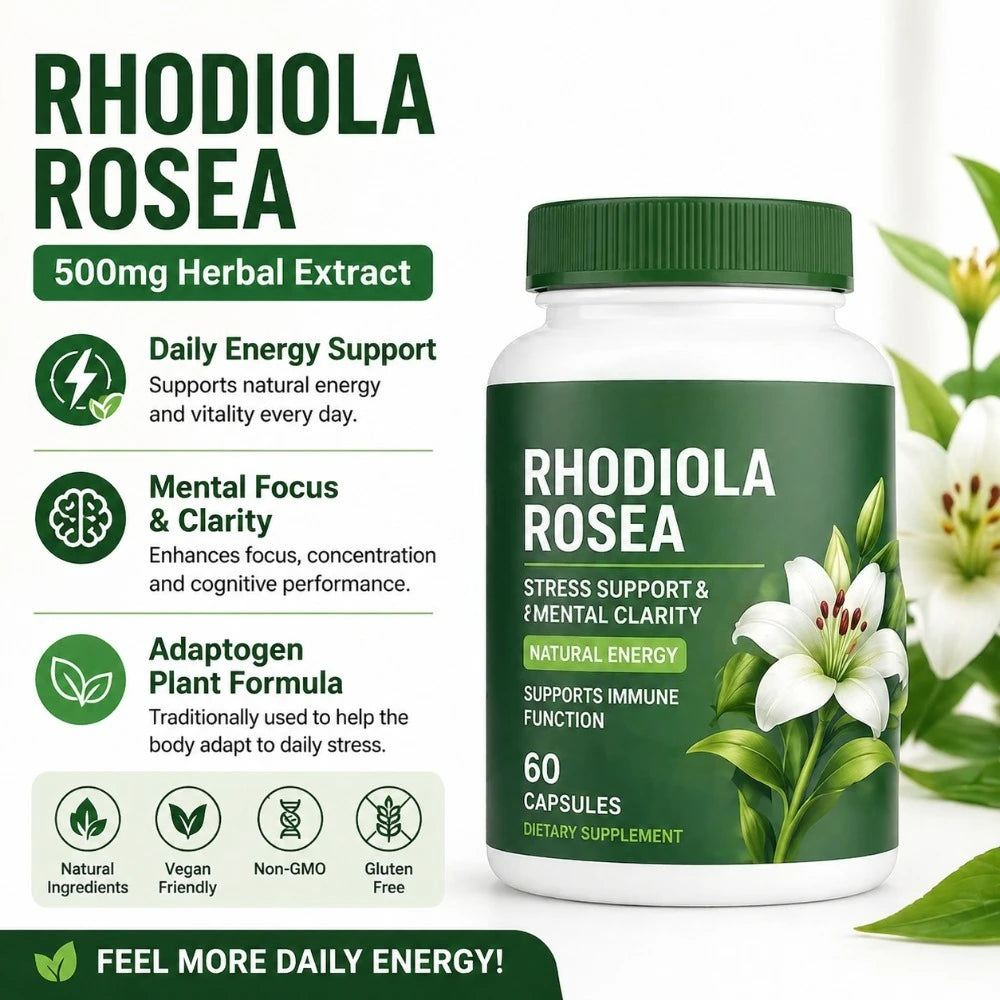 Rhodiola Rosea Capsules | Daily Energy & Mental Focus Support