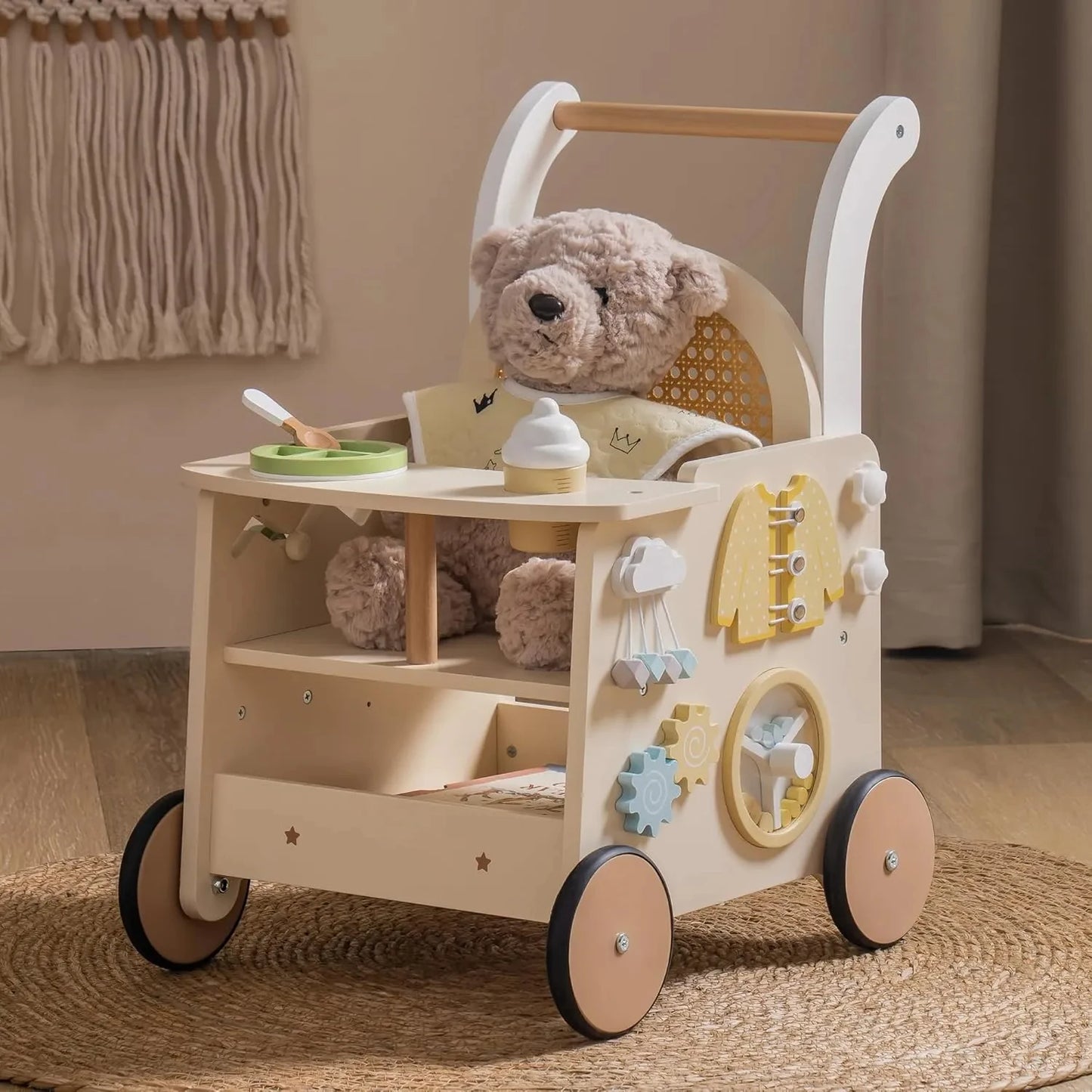 Natural Wooden Baby Push Walker | Sustainable First Steps Toy