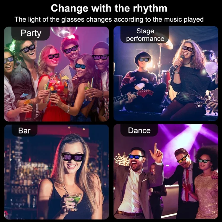 Bluetooth LED Glasses | Rechargeable Smart Glasses for Parties