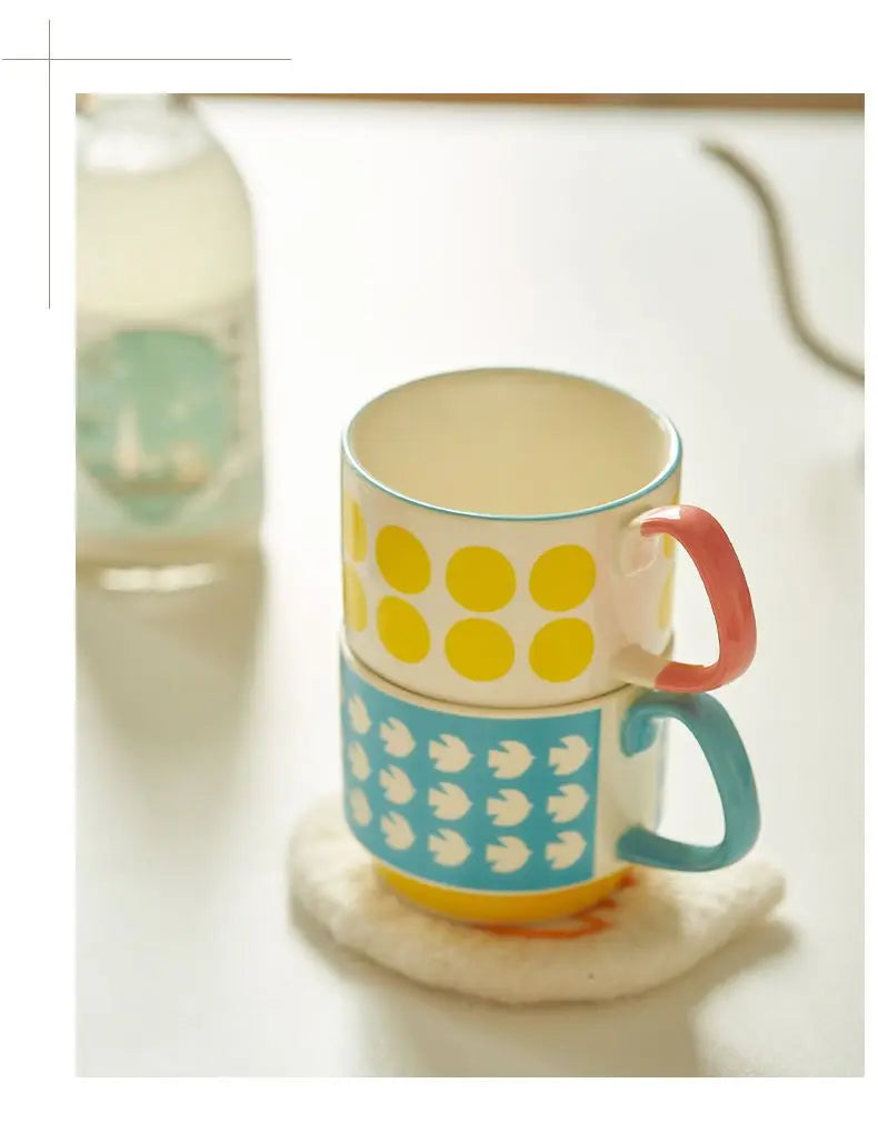 300ml Japanese Flower Ceramic Mug Set | Retro Drinkware for All Occasions