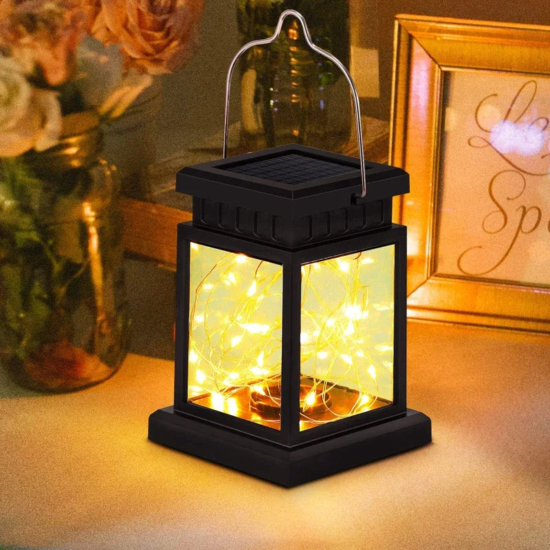 Solar LED Outdoor Hanging Lanterns | Waterproof Flickering Lights