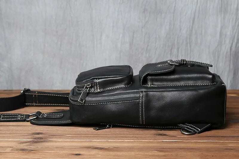 Bolso de pecho de cuero hecho a mano elegante para hombre | Bandolera espaciosa