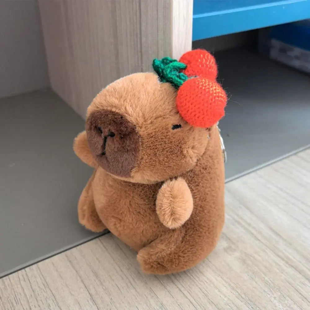 Capybara Plush Toy with Hoodie Wings Small Stuffed Animal Keychain Doll