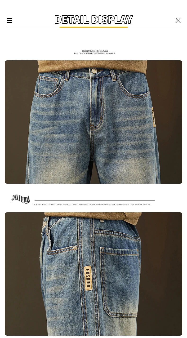 Winter Fleece Thick Cotton Jeans — Warm Korean Velvet Loose Wide Pants for Men, Elastic Waist Plush Tapered Outdoor Trousers