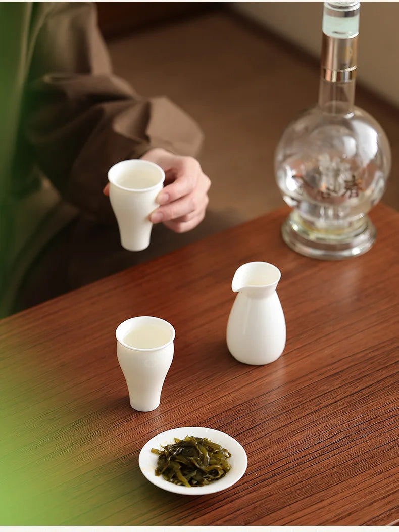 Elegante Copa de Vino Blanco de Cerámica Estilo Japonés | Exquisito Regalo de Cristalería