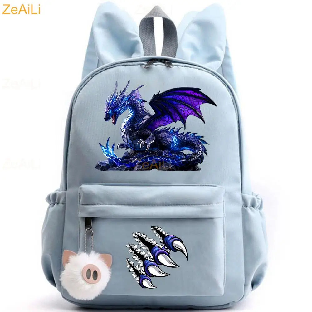 Retro Wolf Head Paw Backpack | Stylish Casual School Rucksack