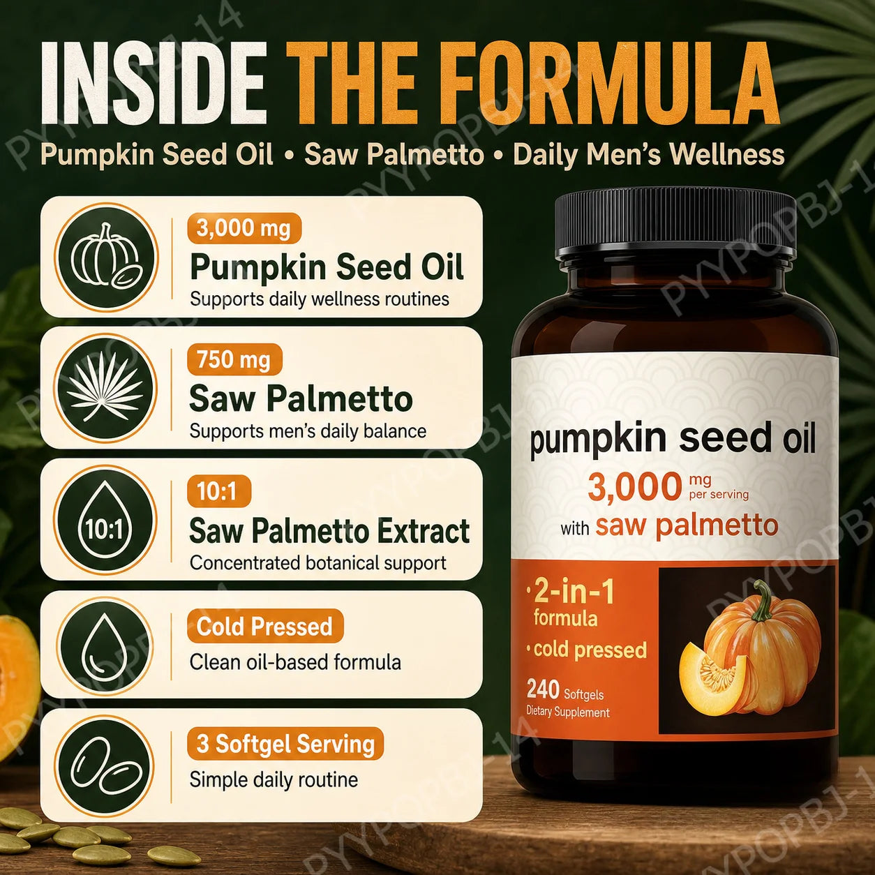 Cold Pressed Pumpkin Seed Oil Softgels | 240 Count Supplement