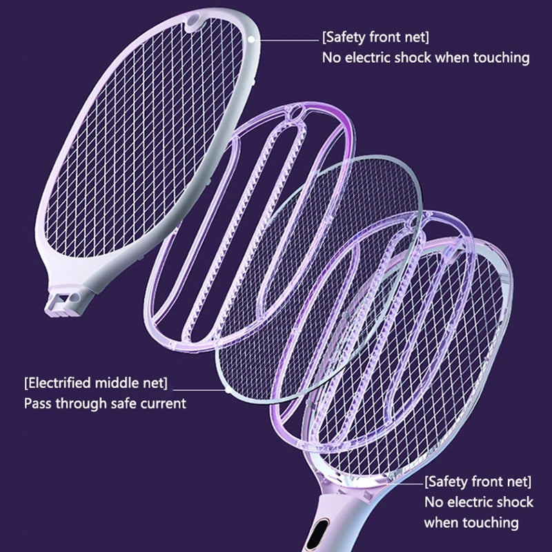 Multi-Functional Electric Bug Zapper Racket | USB Rechargeable Mosquito Killer