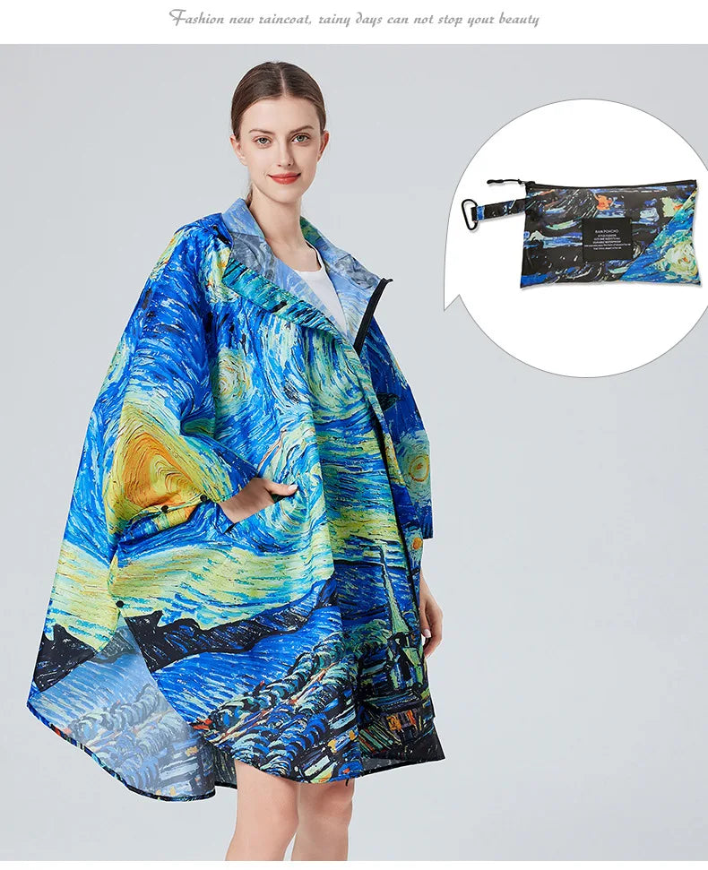 Lightweight Leopard Raincoat for Women | Waterproof Windproof Cloak