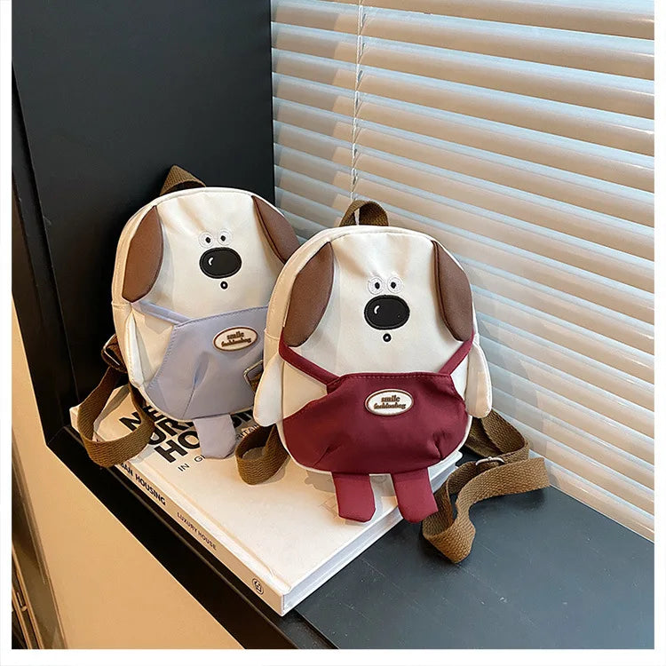 Cute Cartoon Dog Mini Backpack | Adjustable Canvas Travel Bag