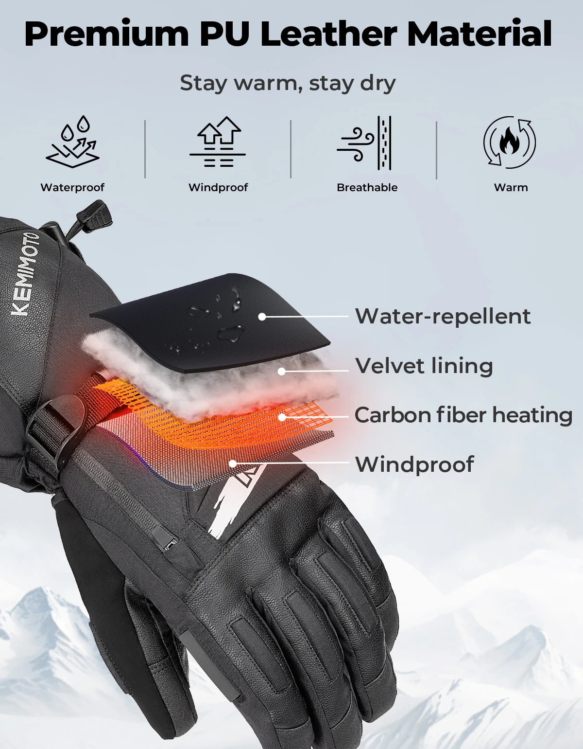 Waterproof Heated Skiing Gloves | Touchscreen Winter Gear