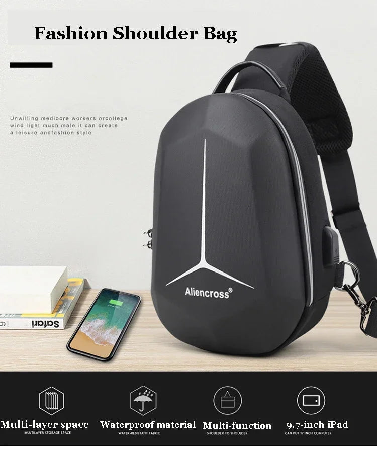 Designer Anti-theft Lock Crossbody Bag USB Charging Travel Shoulder Bag High Quality Messenger Bags Male Waterproof Chest Bag
