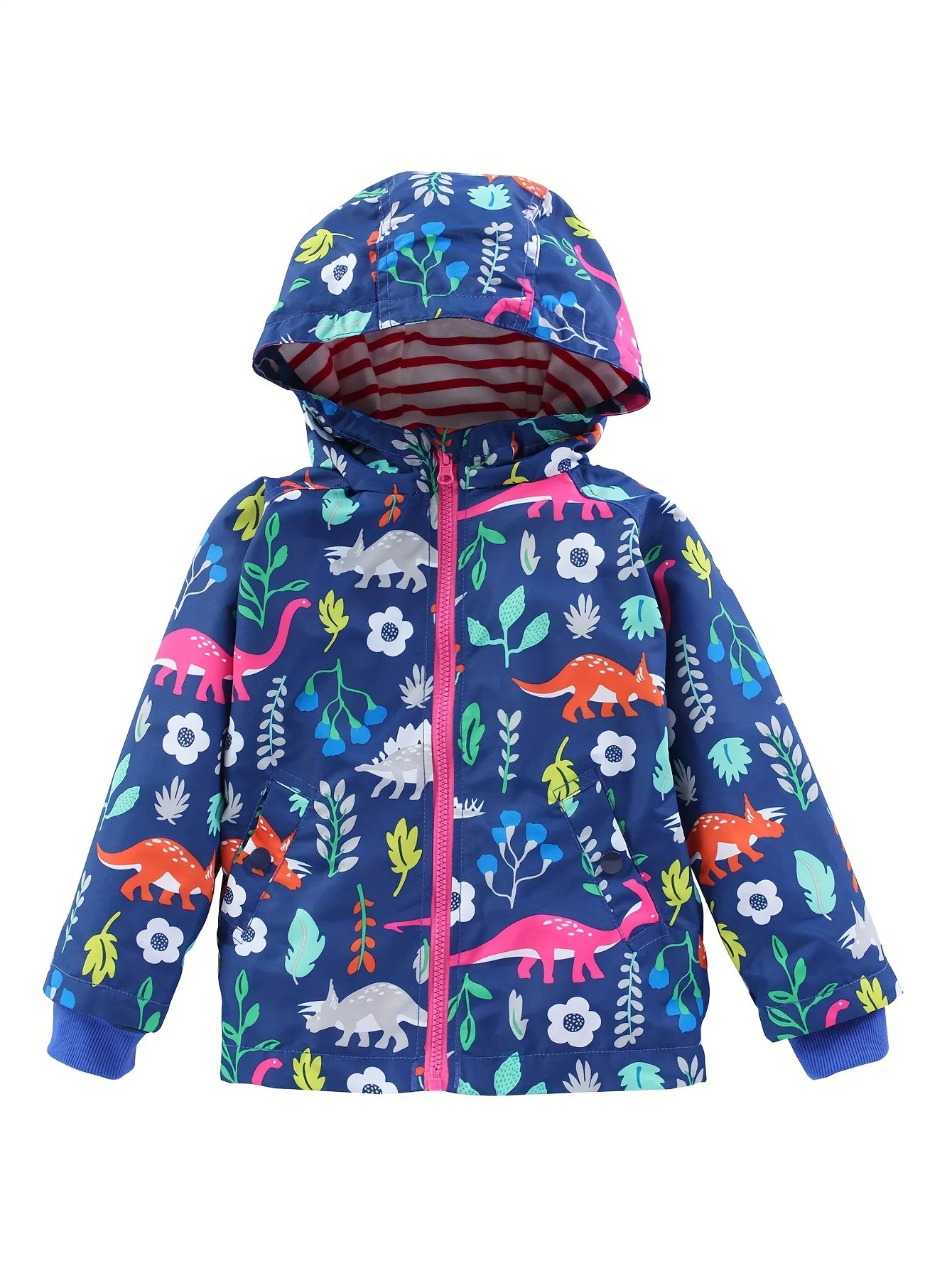 Cortavientos ligero con capucha y estampado de dinosaurios para niños pequeños