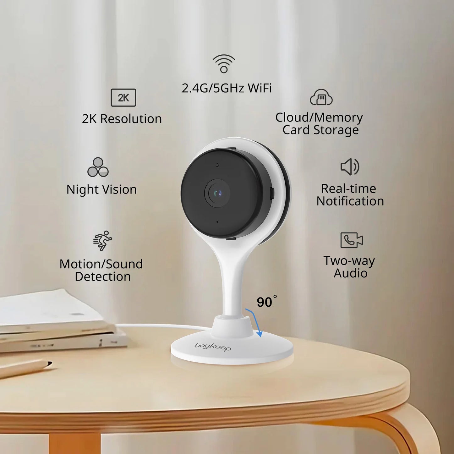 2K Wi-Fi Indoor Security Camera | Smart Baby Monitor with 2-Way Audio