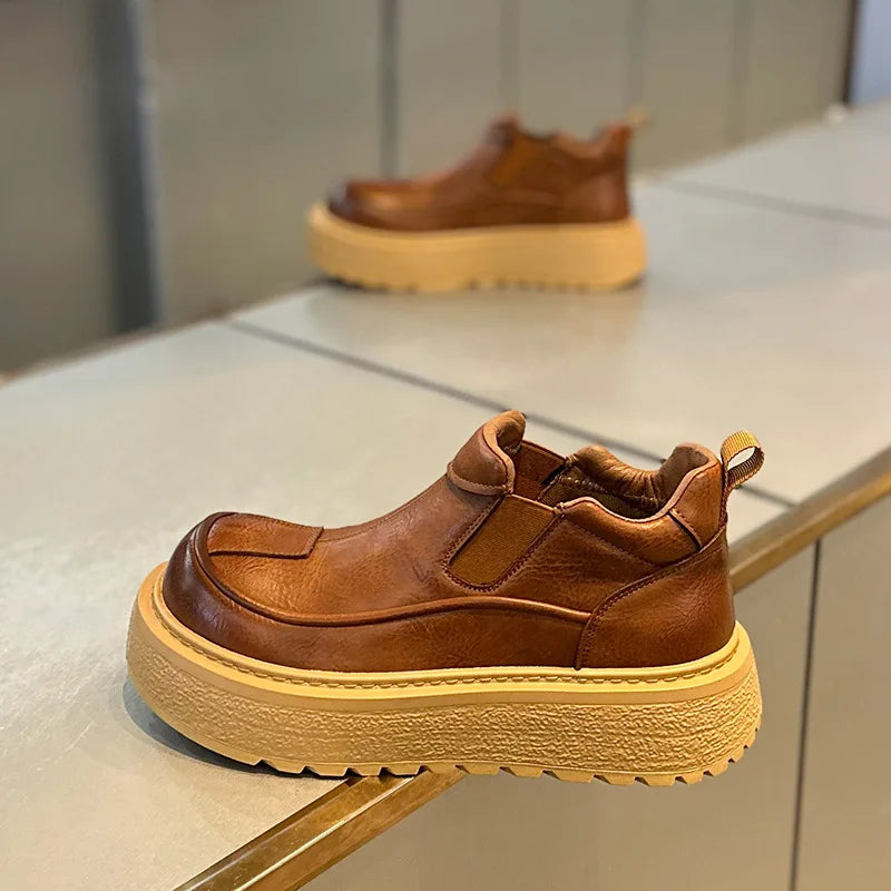 Men's Warm Leather Boots | Trendy Winter Workwear Footwear