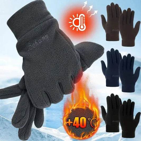 Winter Thick Warm Gloves — Windproof Full Finger Sports Gloves, Thermal Cashmere Blend Knit Gloves for Outdoor Running, Cycling, Skiing & Daily Wear