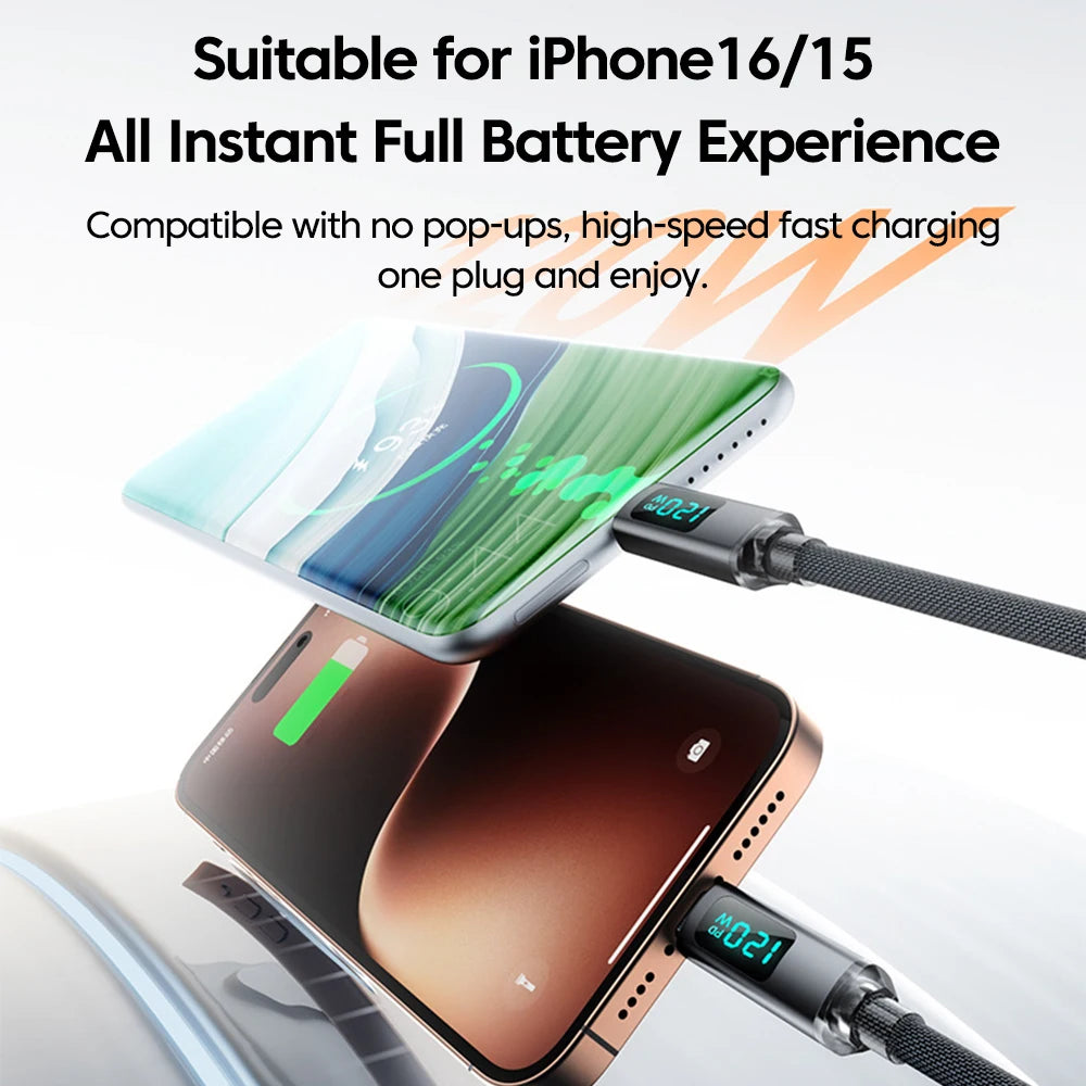 120W Fast Charging Retractable Cable | USB A to Type C Charger