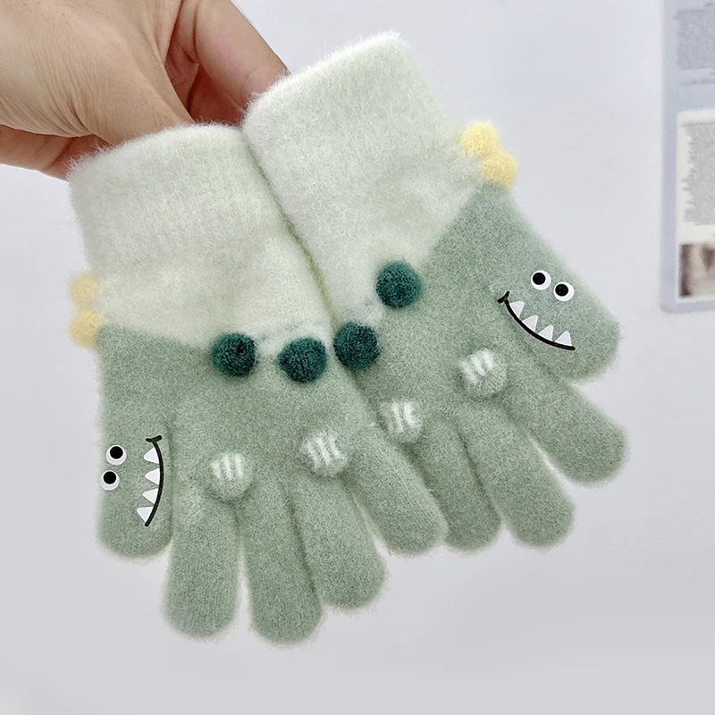 Cute Baby Dinosaur Gloves for Kids | Warm Autumn Winter Mittens