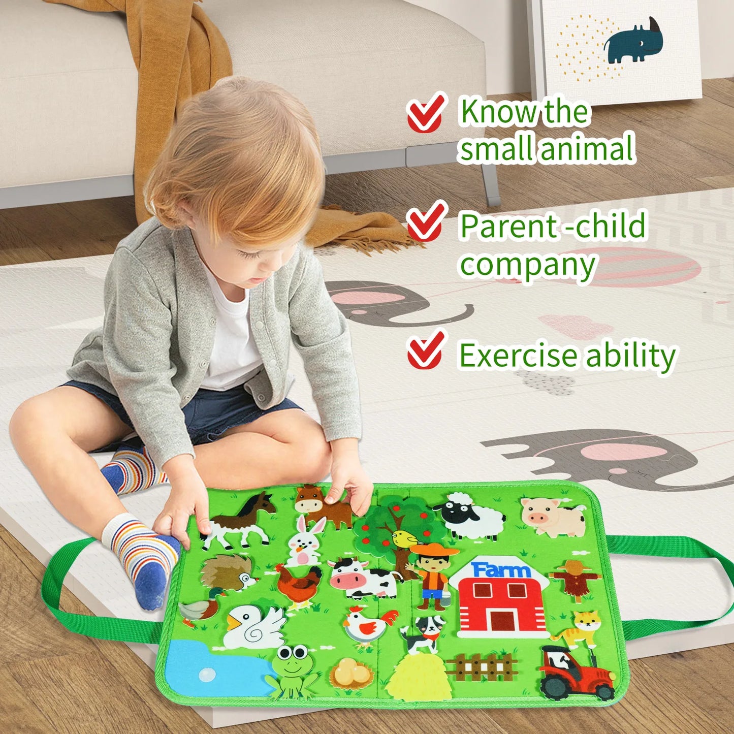 Montessori Animal Busy Board | Engaging Sensory Toy for Kids