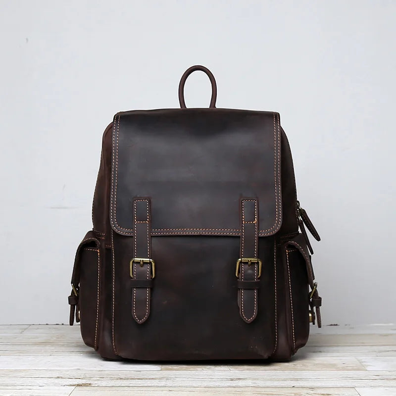 Retro Leather Backpack | Large Capacity Men’s & Women’s Travel Bag