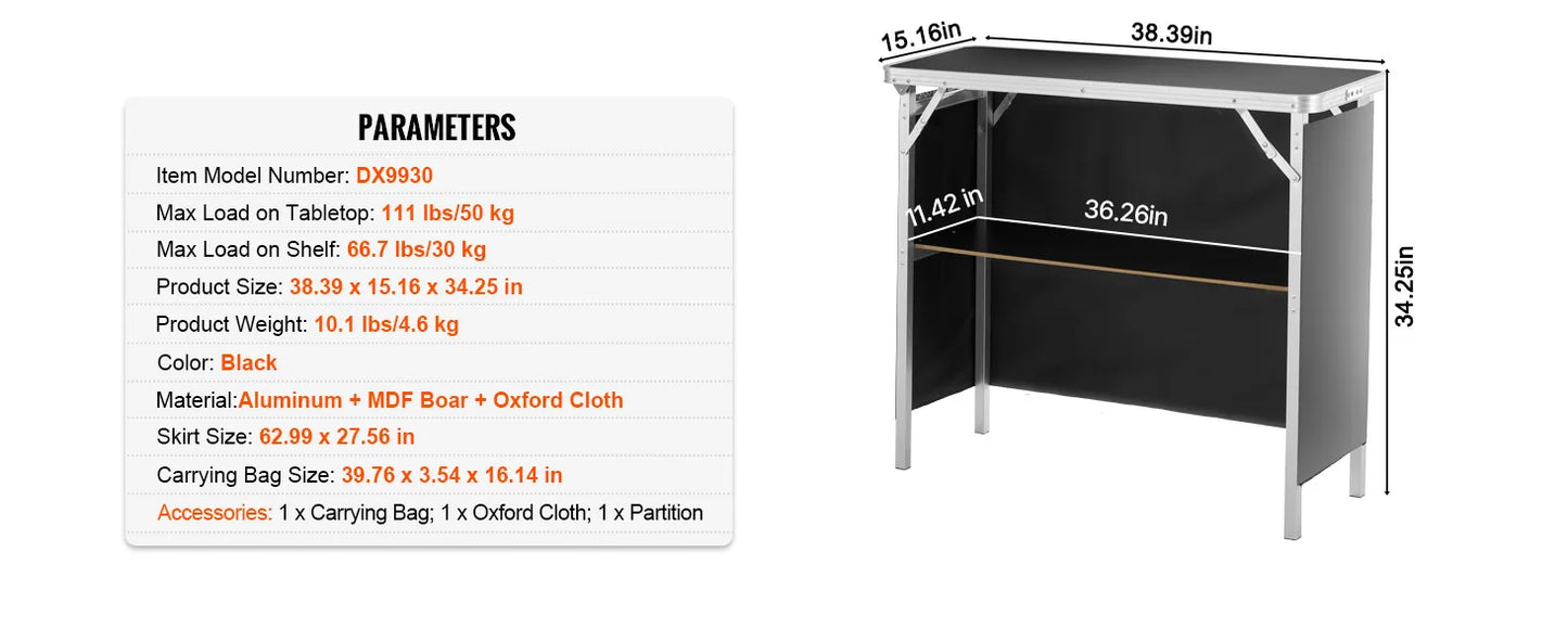 Folding Portable Bar Table | Ideal for Events and Exhibitions