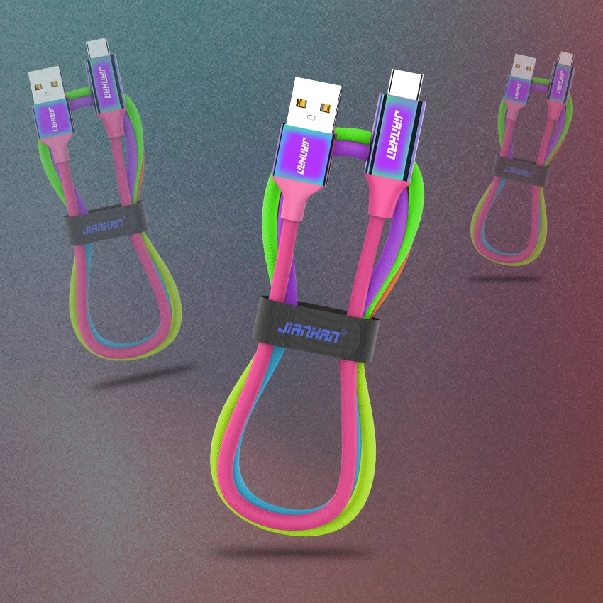 Fast Charging USB C Cable | Colorful Rainbow Braided Data Cable