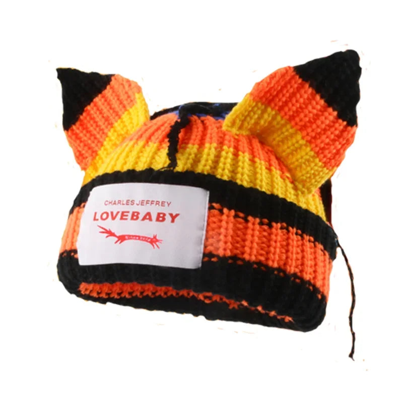 Unisex Long Fox Ears Knitted Beanie | Y2K Bunny Rabbit Hat