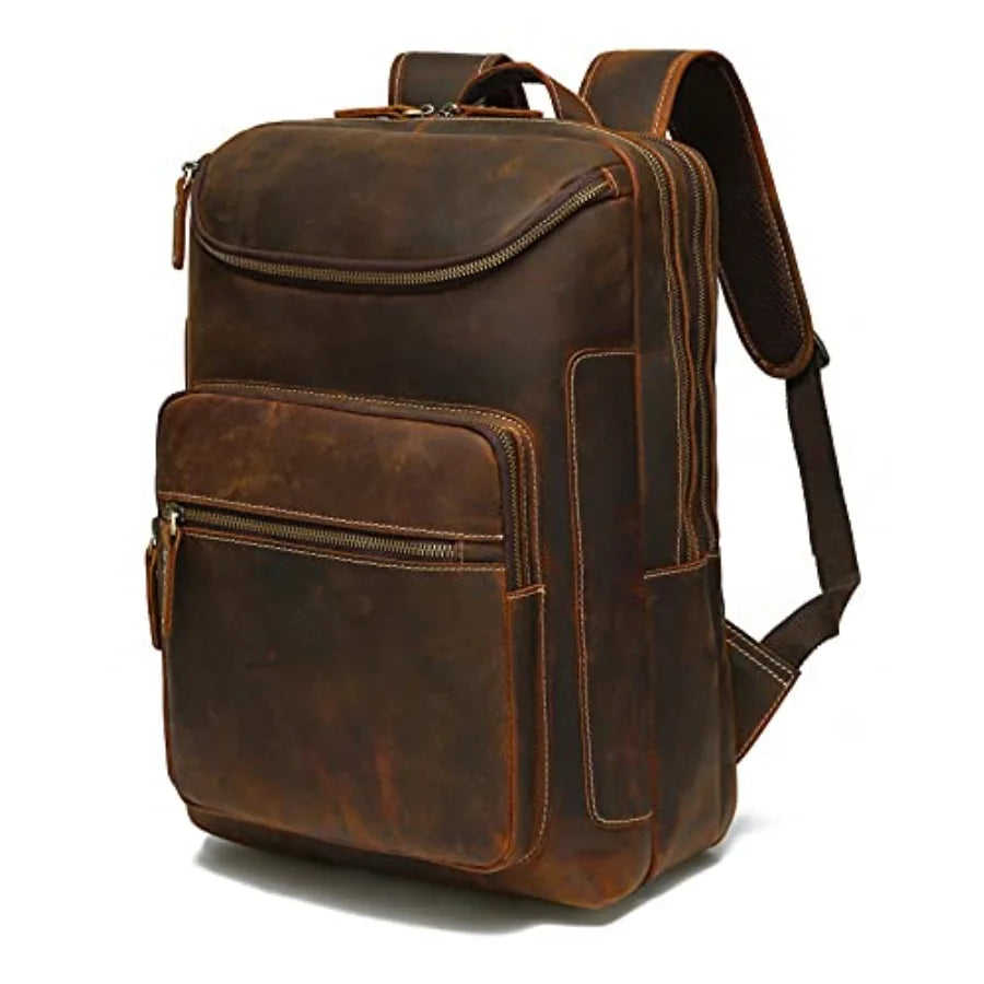Men's Full Grain Leather Backpack | Durable Travel & Laptop Bag