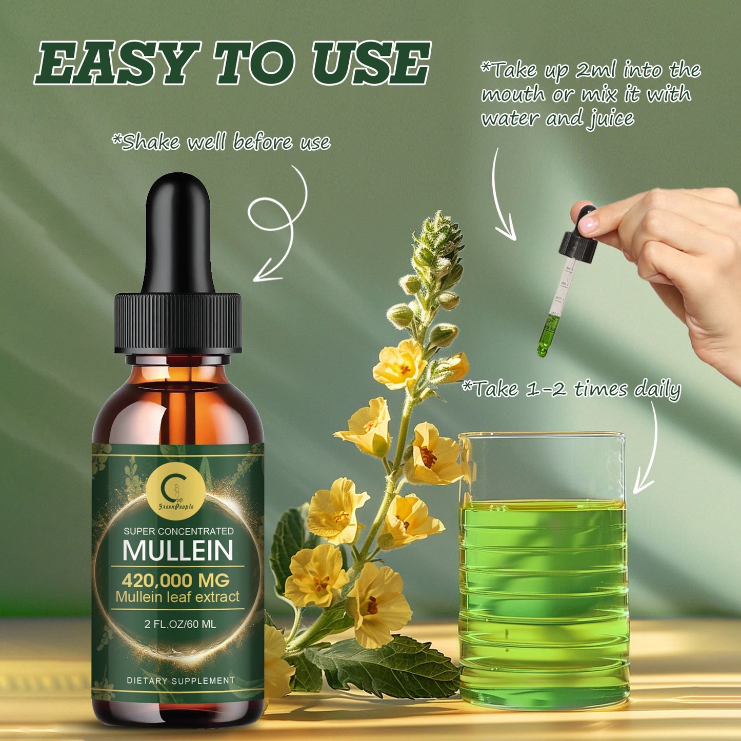 Natural Mullein Leaf Extract Drops | Cleanse & Support Lung Health