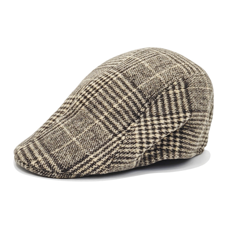 Men's Winter Beret Cap | Warm Plaid Military Hat for Casual Wear