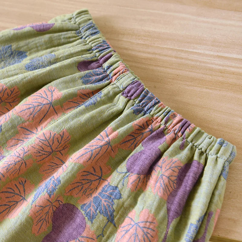 2026 Japanese Spring and Autumn New Women's Pajama Set 100% Cotton Vintage Long sleeved Pants Two Piece Set for Home Furnishings