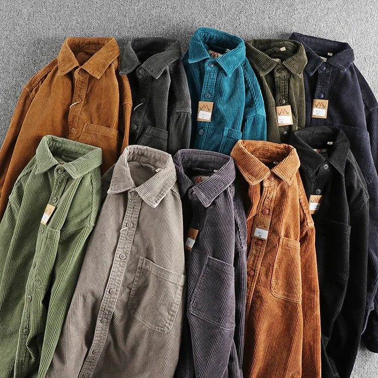 Men's Solid Color Corduroy Shirt | Vintage Casual Fashion