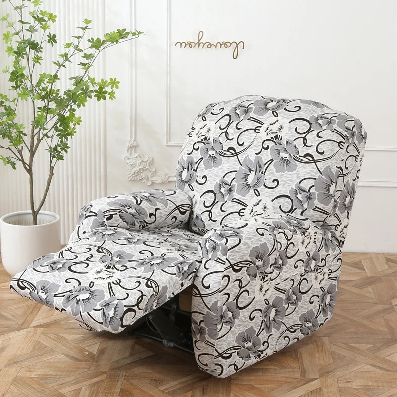 Printed Recliner Cover with Pockets | 4-Piece Furniture Protector