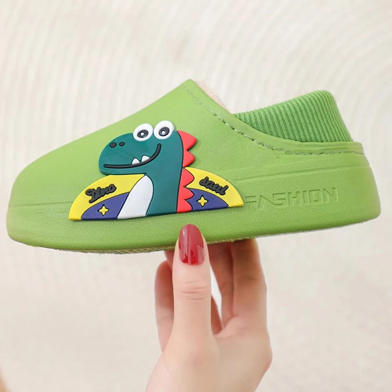 Kids Cute Animal Print Plush Slippers | Waterproof Anti-Slip Comfort