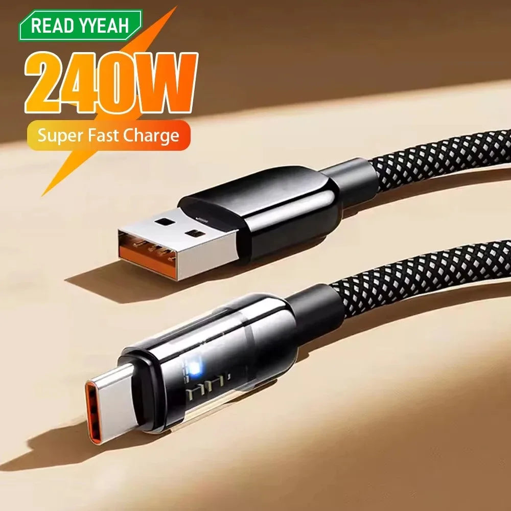 240W Fast Charging USB to Type C Data Cable for All Devices