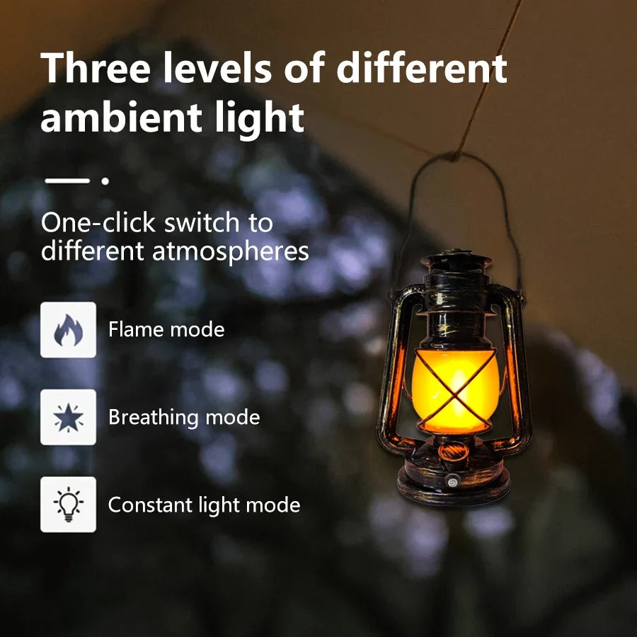Linterna portátil vintage | Luz de camping recargable con 3 modos