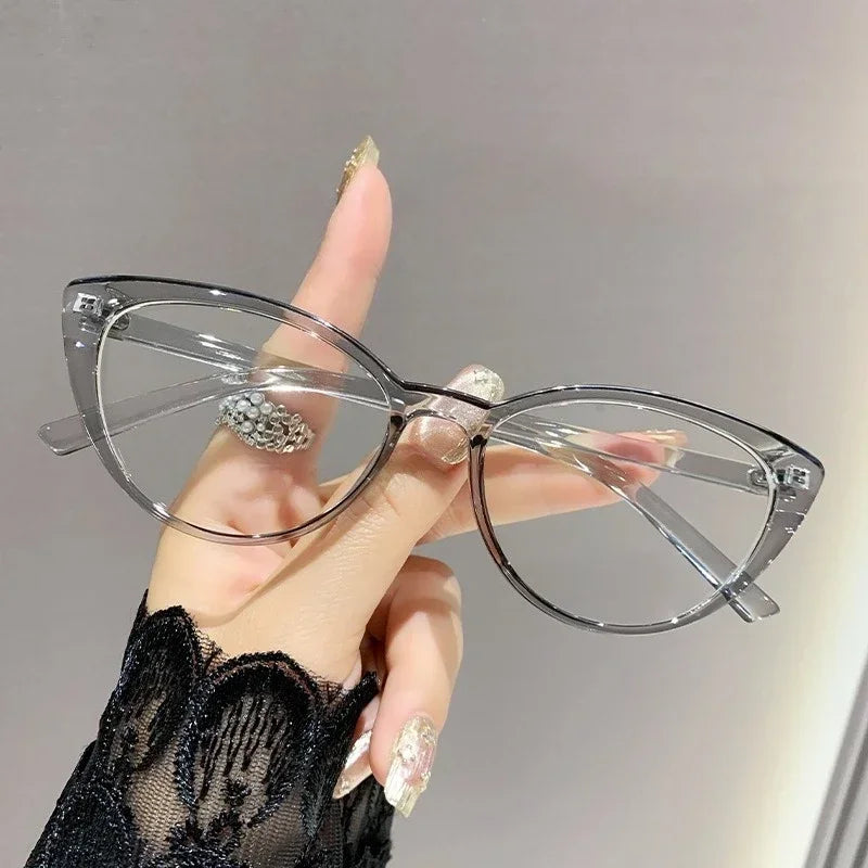 Fashionable cat-eye full-frame reading glasses, retro style, fashionable anti-blue light glasses, ladies' reading glasses