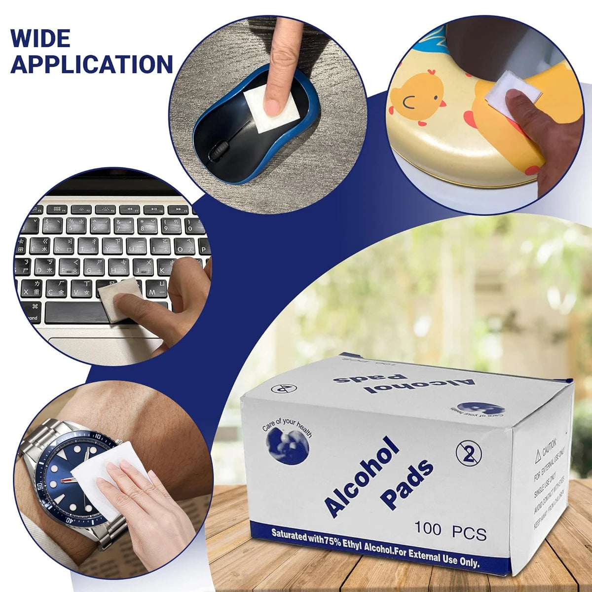 100pcs Disposable 75% Alcohol Swab Wet Wipe Pads For Antiseptic Clean Skin Jewelry Cell Phone Individually Wrapped Alcohol Wip