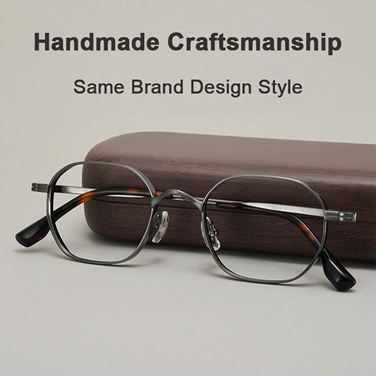 Luxury Retro Polygon Eyeglasses | Ultra-Light Pure Titanium Frames